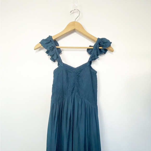 NWT-Boho Me Dark Teal Smocked tank Hi low Sundress SM - Picture 3 of 9